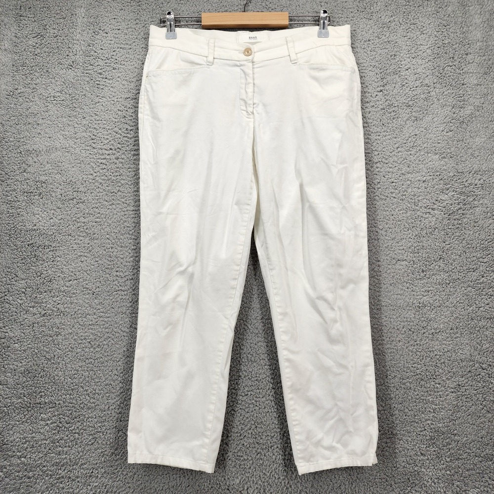 Brax Feel Good Style Mara White‎ Straight Leg Cotton Stretch Pants Womens 29/32